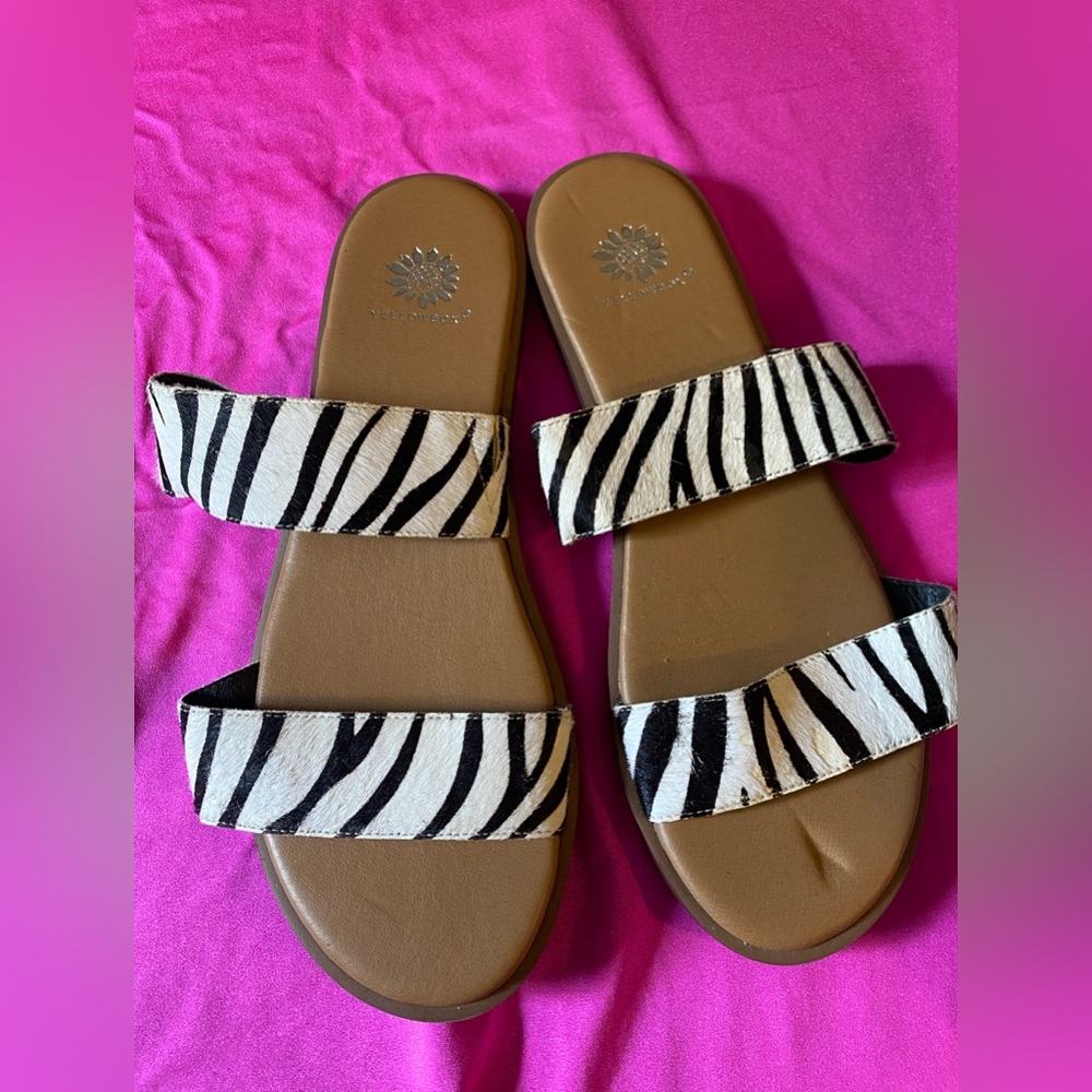 Zebra Print Sandals with Brown Soles